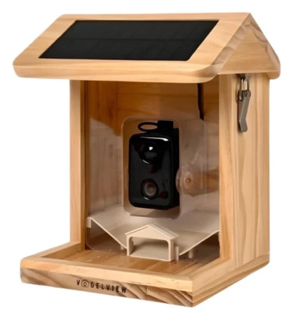 Vogelview -Vogelvoederhuisje - Vogelhuisje met Camera - Hout - AI vogelherkenning - 1080 HD - Audio - Met zonnepaneel